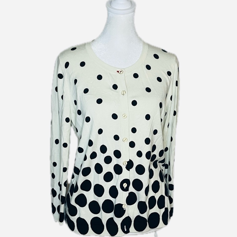 Talbots x Oprah Magazine Collection Polka Dot Cardigan Sweater M